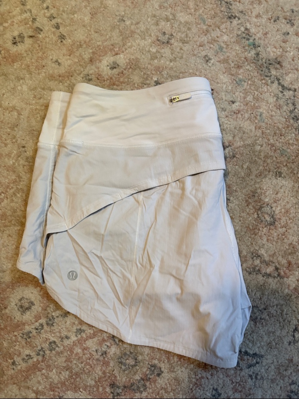 Lululemon Light Beige/Off-White Athletic Shorts with Built-In liner size 10 tall